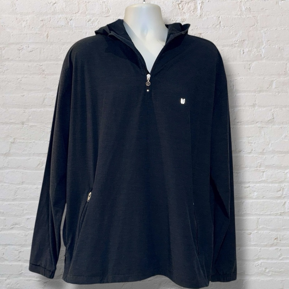 LinkSoul Men’s Quarter Zip Hoodie Pullover Navy Blue Performance Golf XL